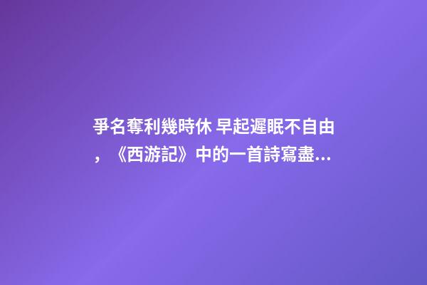 爭名奪利幾時休 早起遲眠不自由，《西游記》中的一首詩寫盡世間百態-第1張-觀點-玄機派